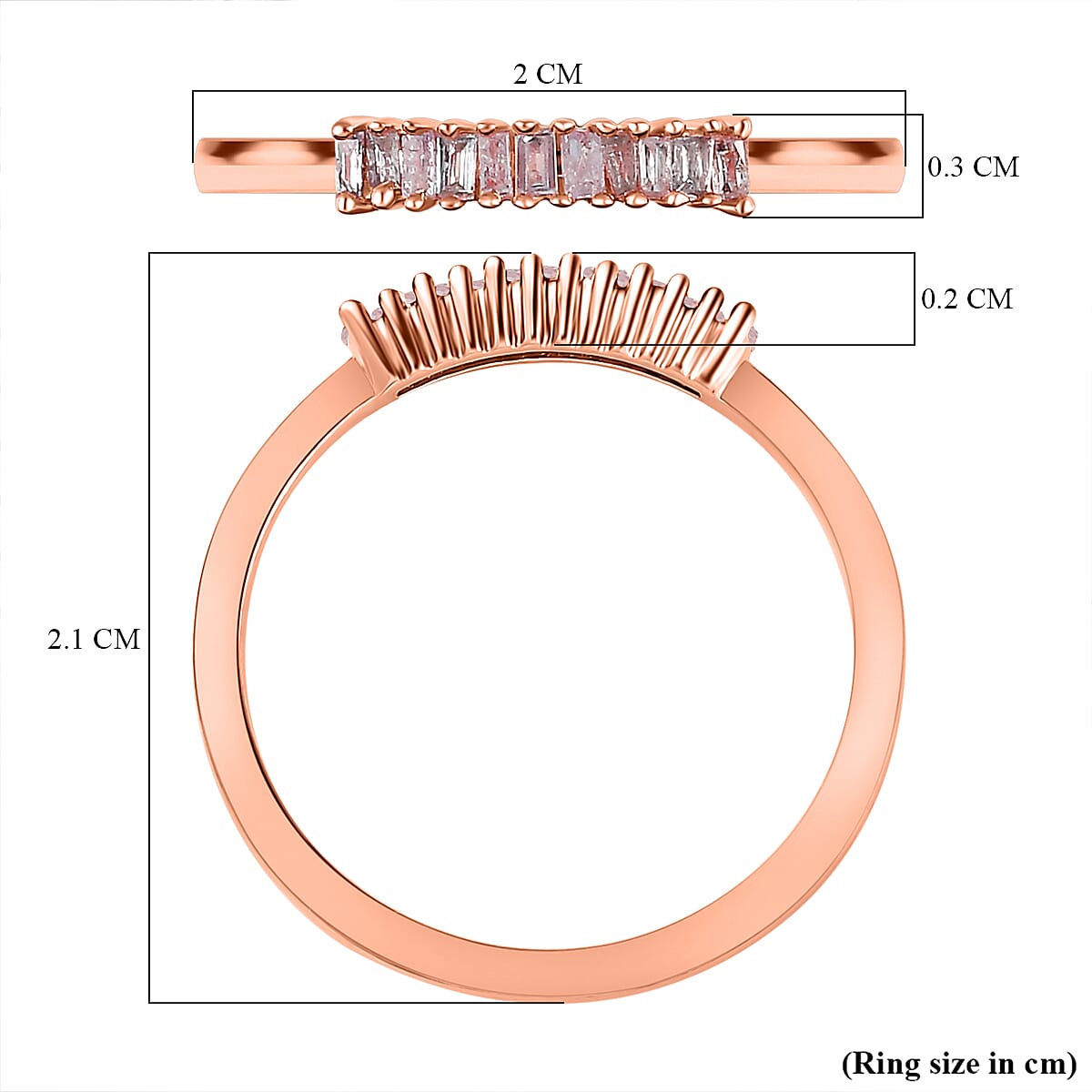 Pink Diamond Band Ring in 18K Rose Gold Vermeil Plated Sterling Silver