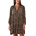 TAMSY Viscose Leopard Pattern Smock Dress - Khaki