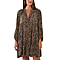 TAMSY Viscose Leopard Pattern Smock Dress - Khaki