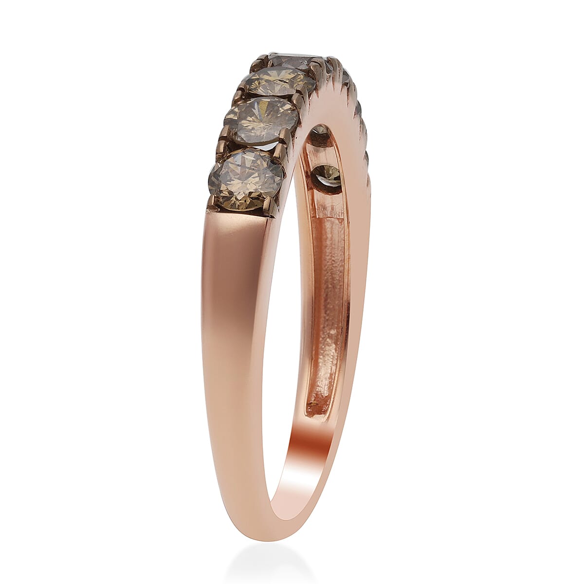 9K Rose Gold SGL Certified Natural Champagne Diamond (I3) Ring 1.00 Ct.
