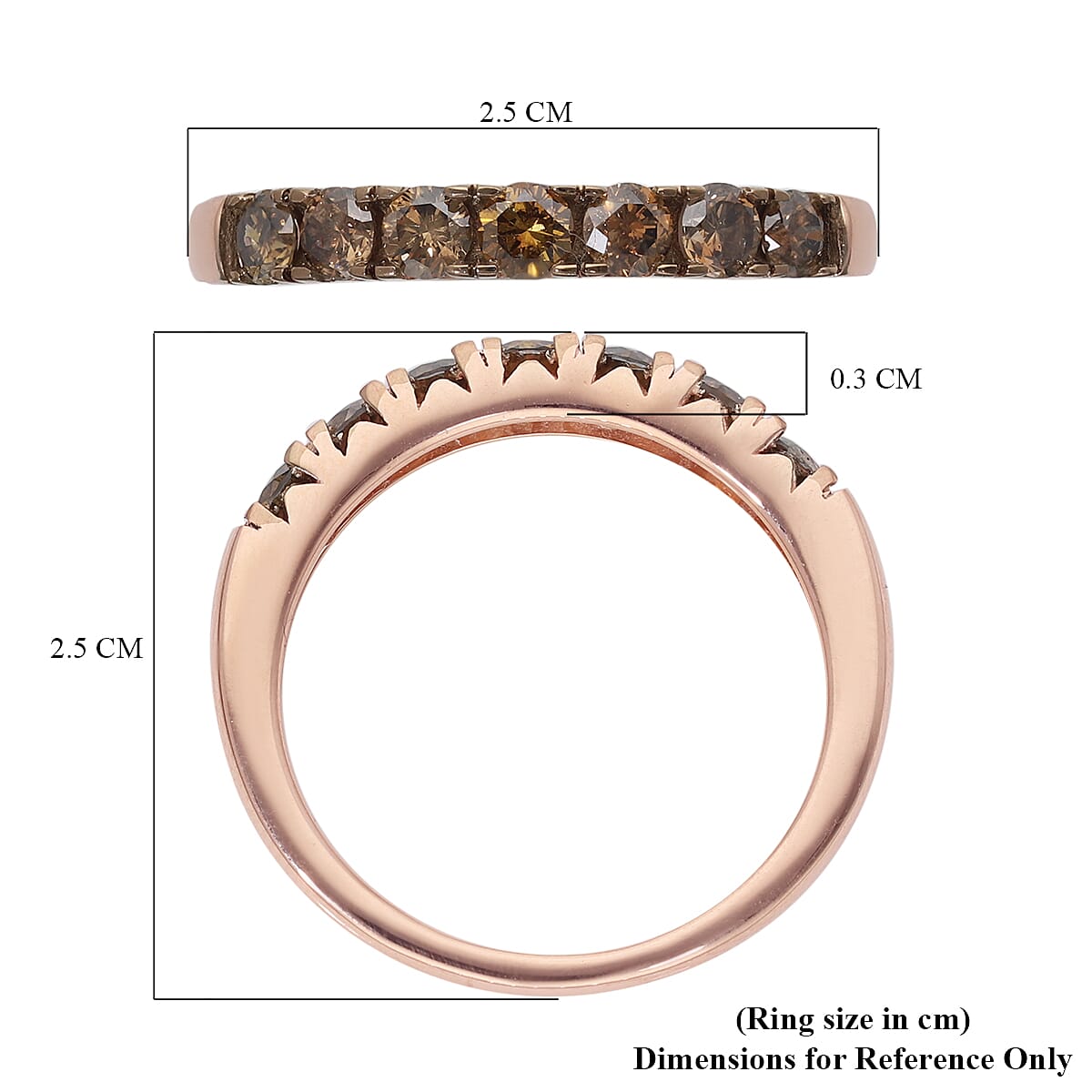 9K Rose Gold SGL Certified Natural Champagne Diamond (I3) Ring 1.00 Ct.