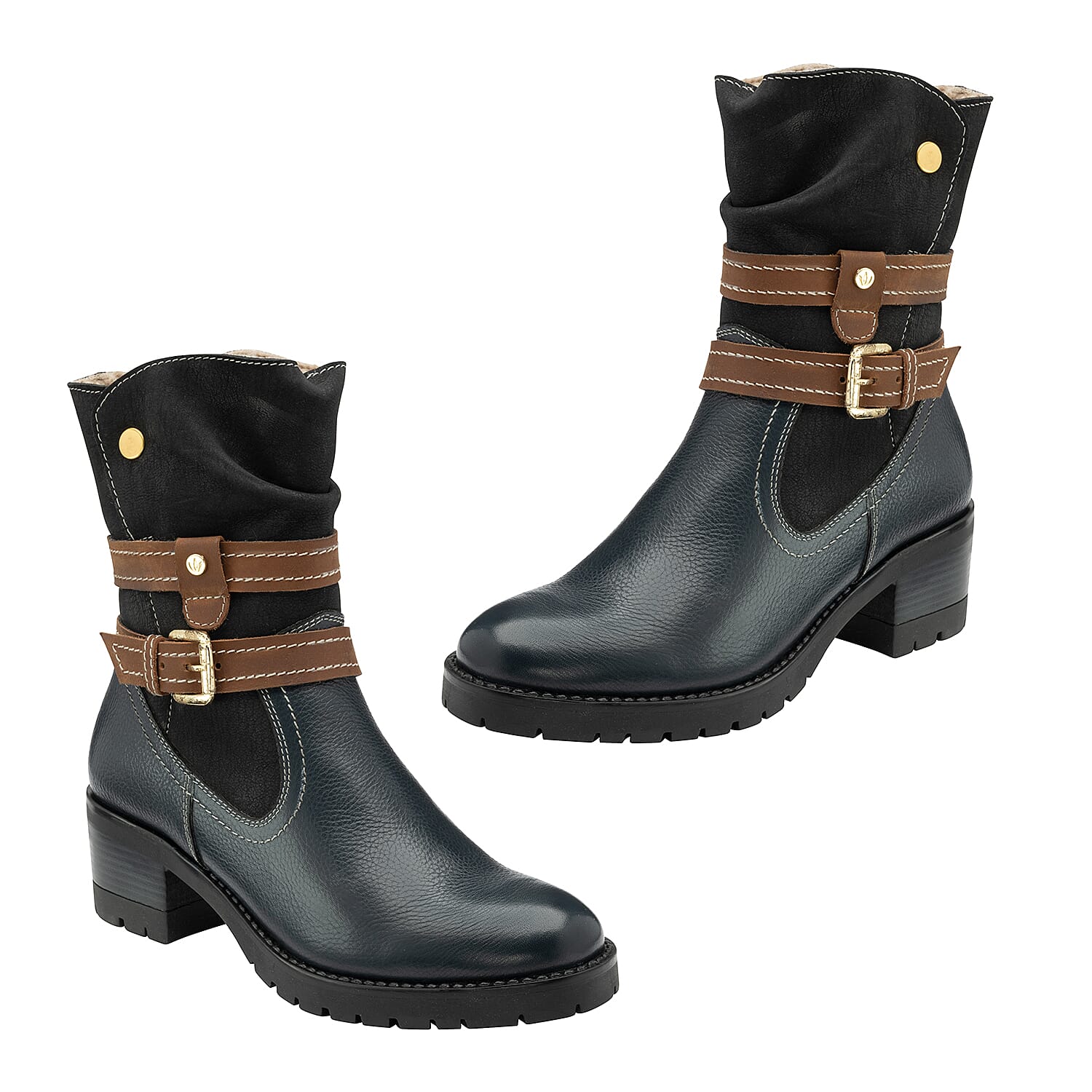 LOTUS Salsa Boots (Size 3) - Navy-Tan