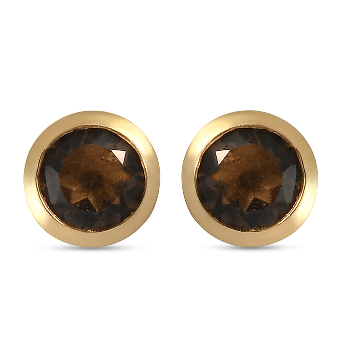 Smoky Quartz Earrings in 14K Gold Overlay Sterling Silver 1.50 Ct.