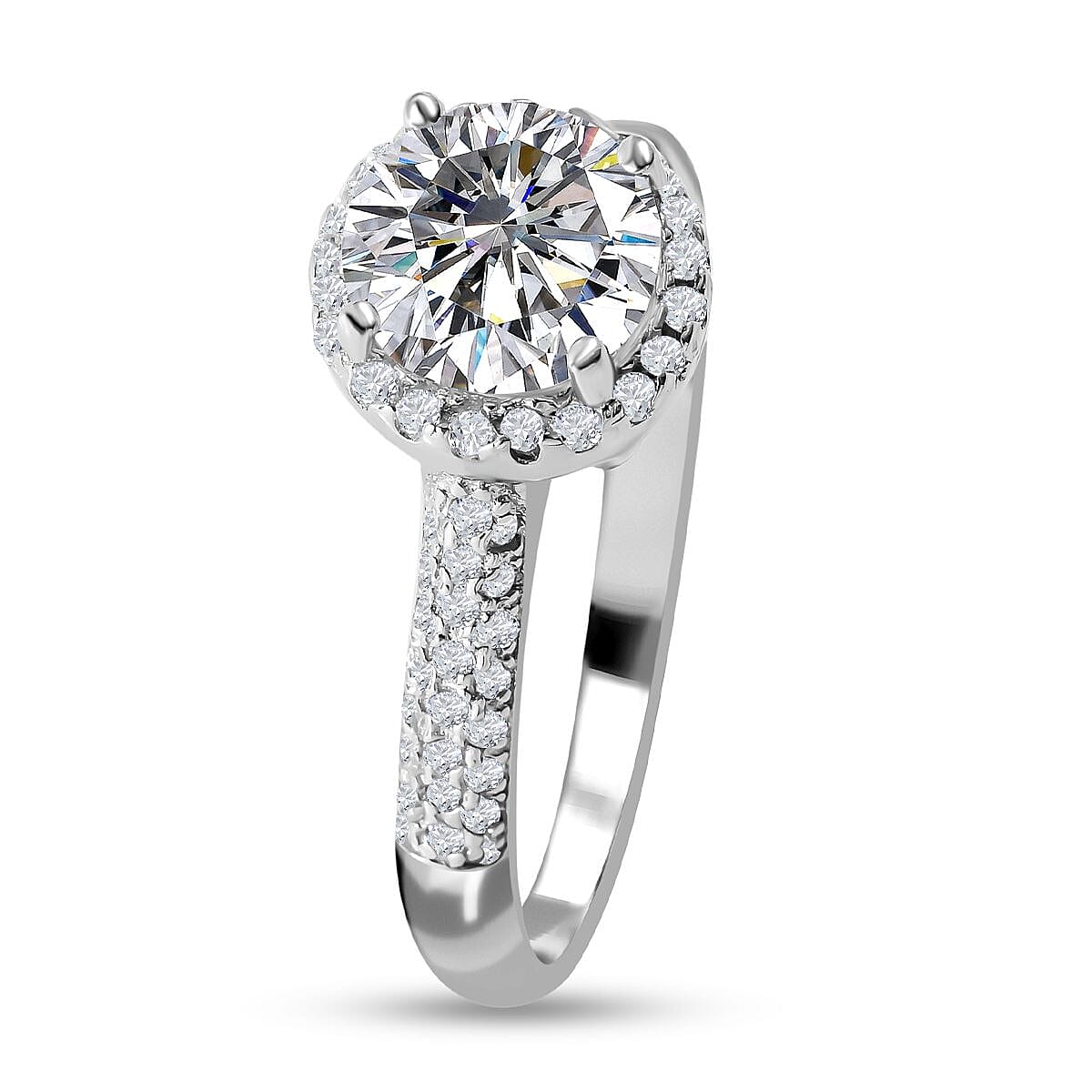 NY Close Out - Simulated Diamond Ring in Rhodium Overlay Sterling Silver