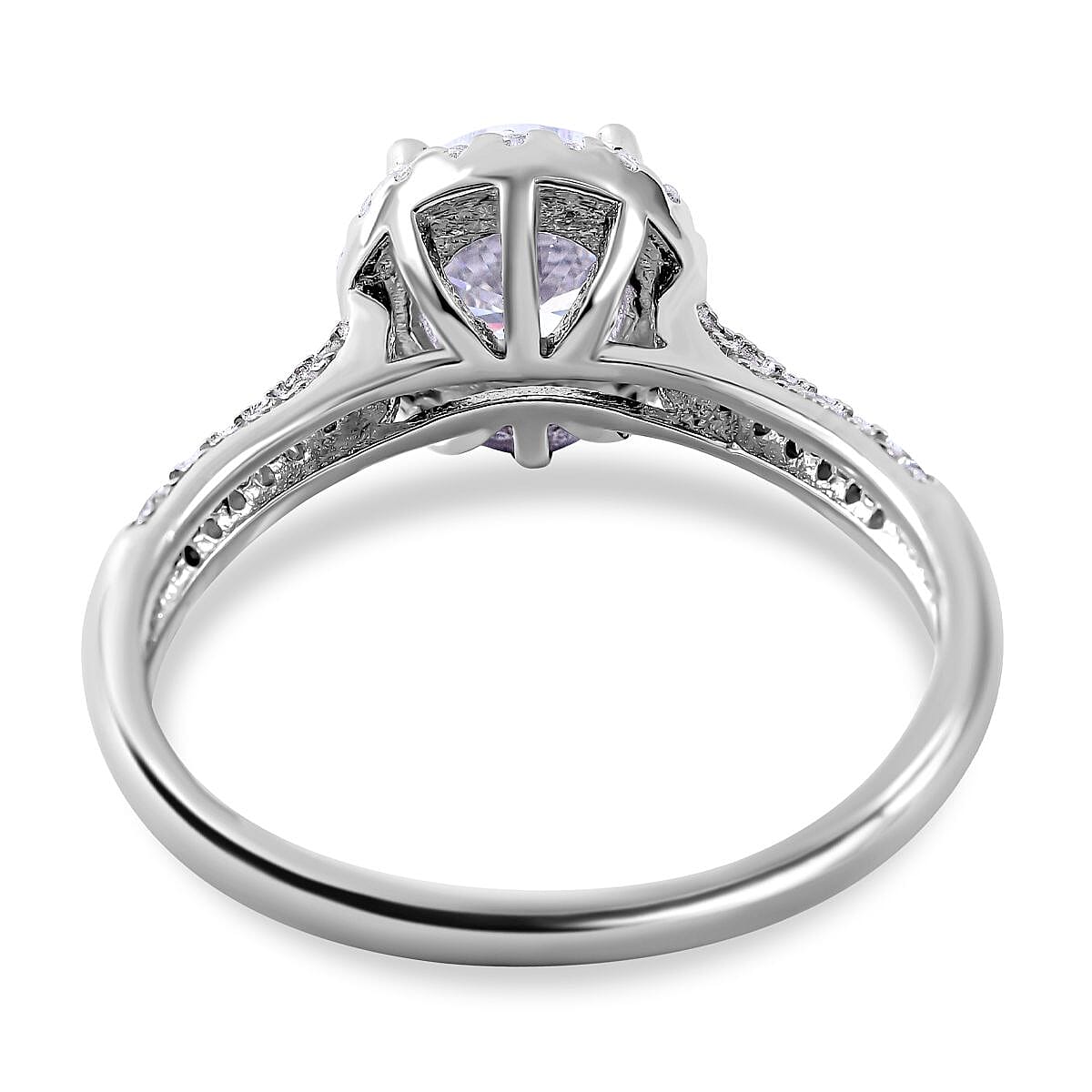 NY Close Out - Simulated Diamond Ring in Rhodium Overlay Sterling Silver
