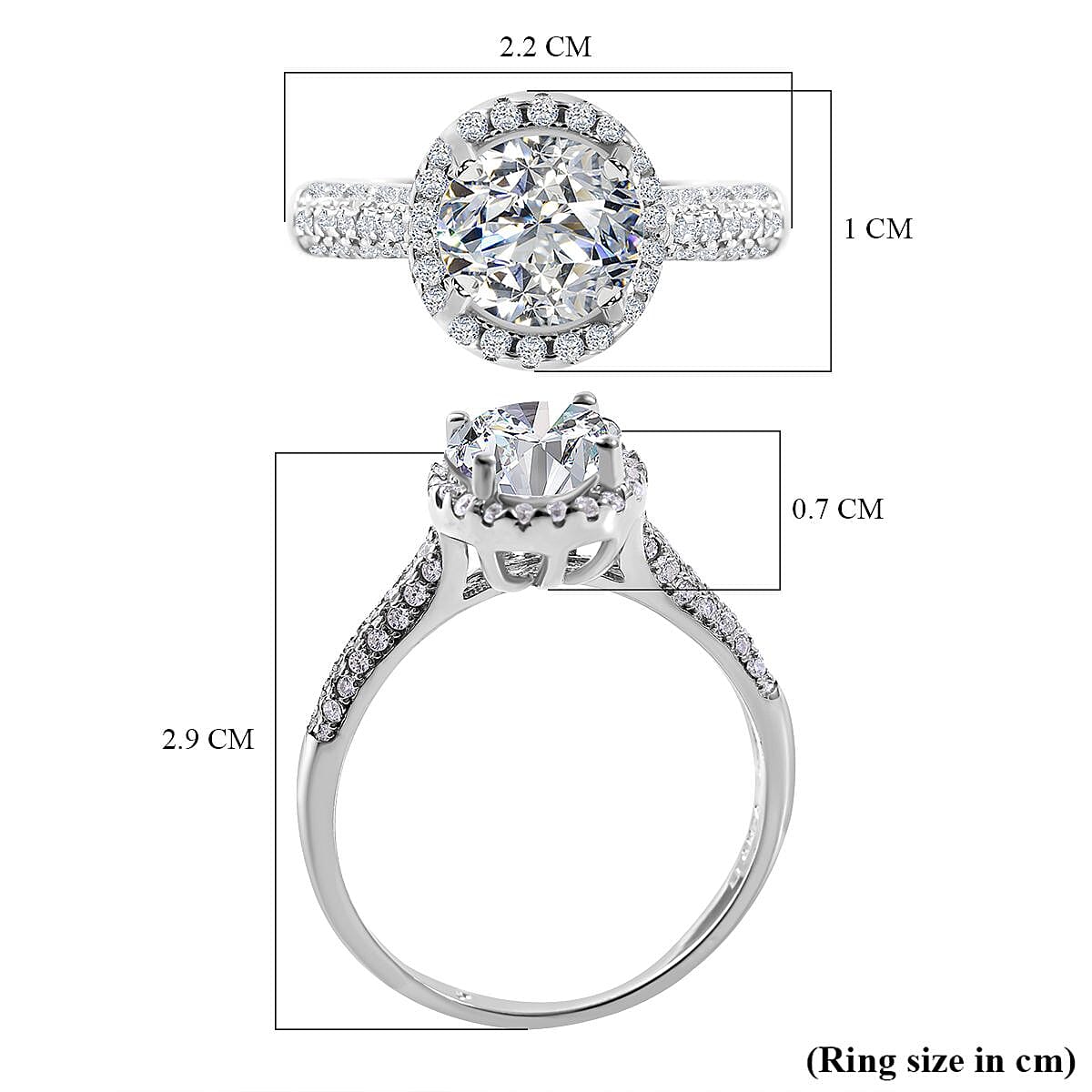 NY Close Out - Simulated Diamond Ring in Rhodium Overlay Sterling Silver
