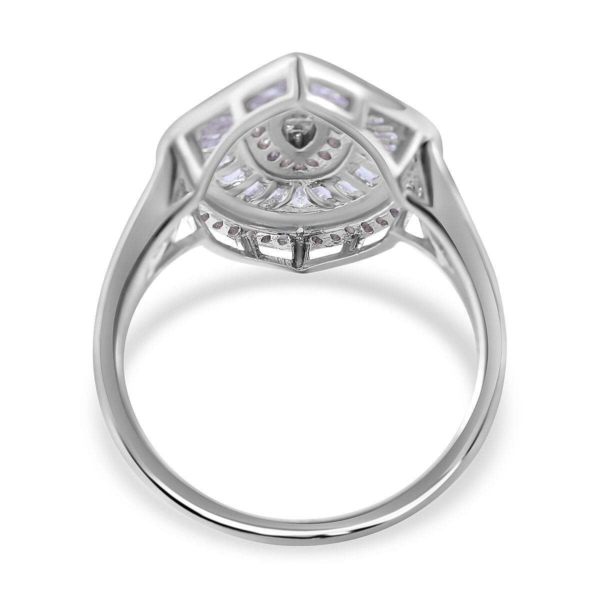 Bangkok Closeout Deal -Simulated Diamond Ring in Rhodium Overlay Sterling Silver