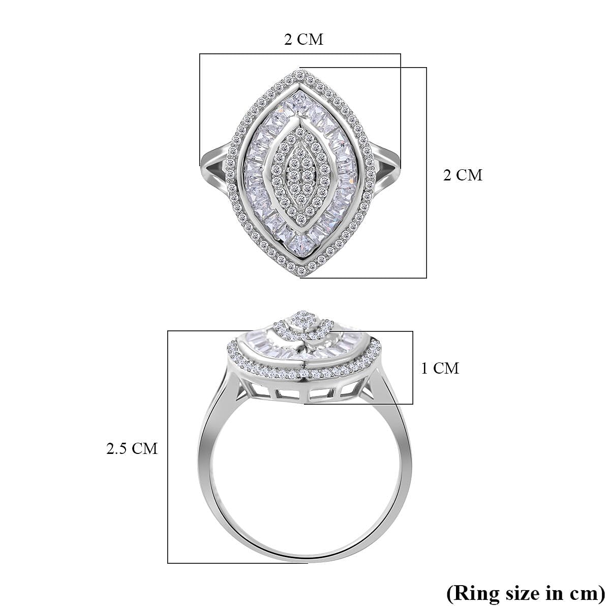 Bangkok Closeout Deal -Simulated Diamond Ring in Rhodium Overlay Sterling Silver