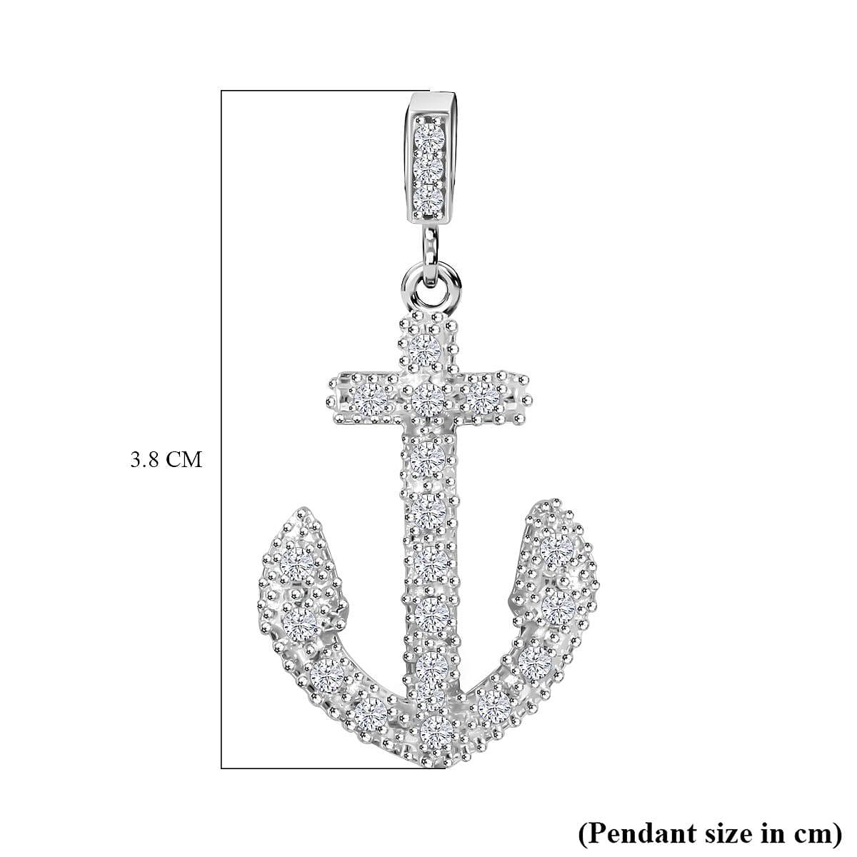 NY Closeout - Cubic Zirconia Anchor Pendant in Sterling Silver