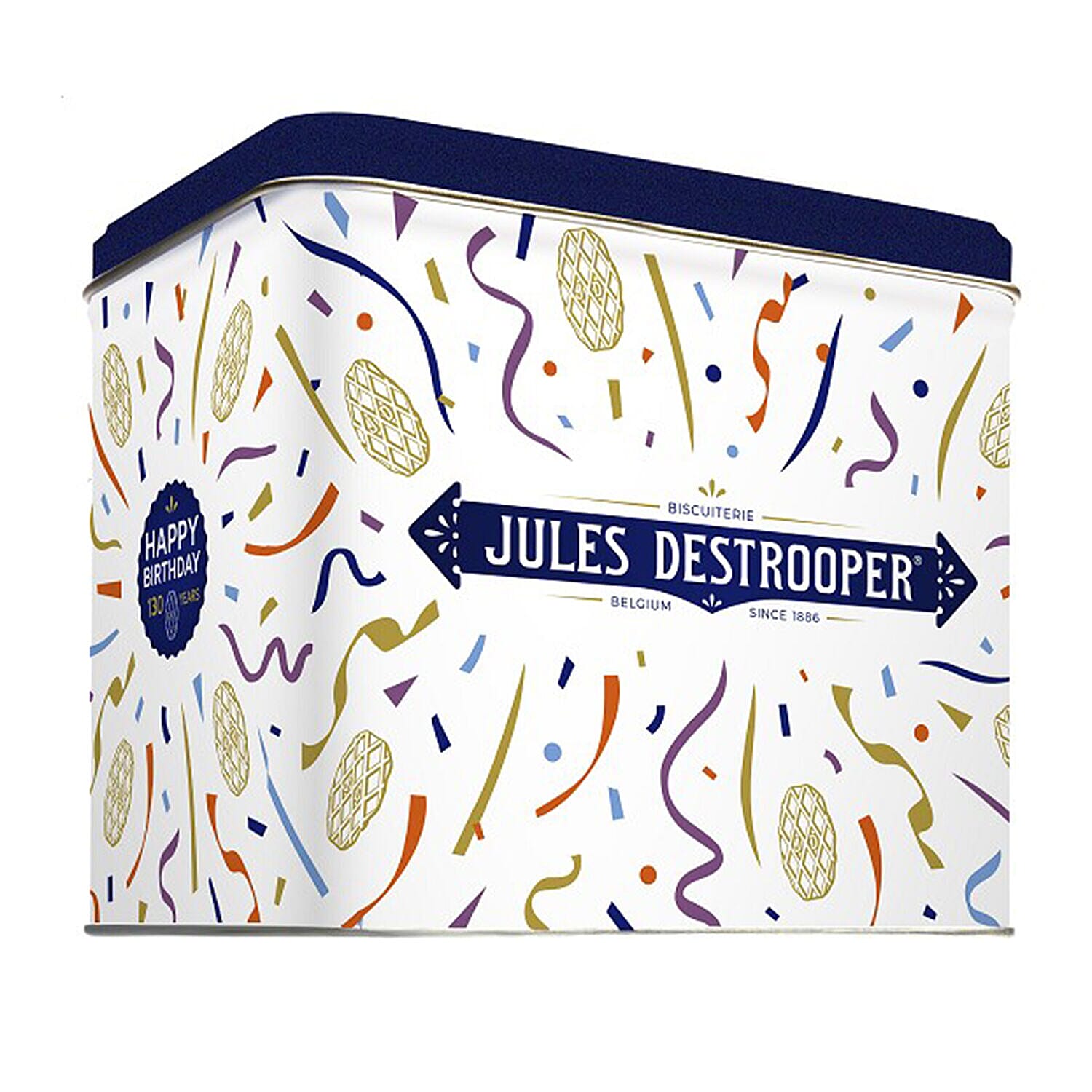 Jules Destrooper Fine Butter Crisp Belgium Biscuits in Tin - 130 Birthday