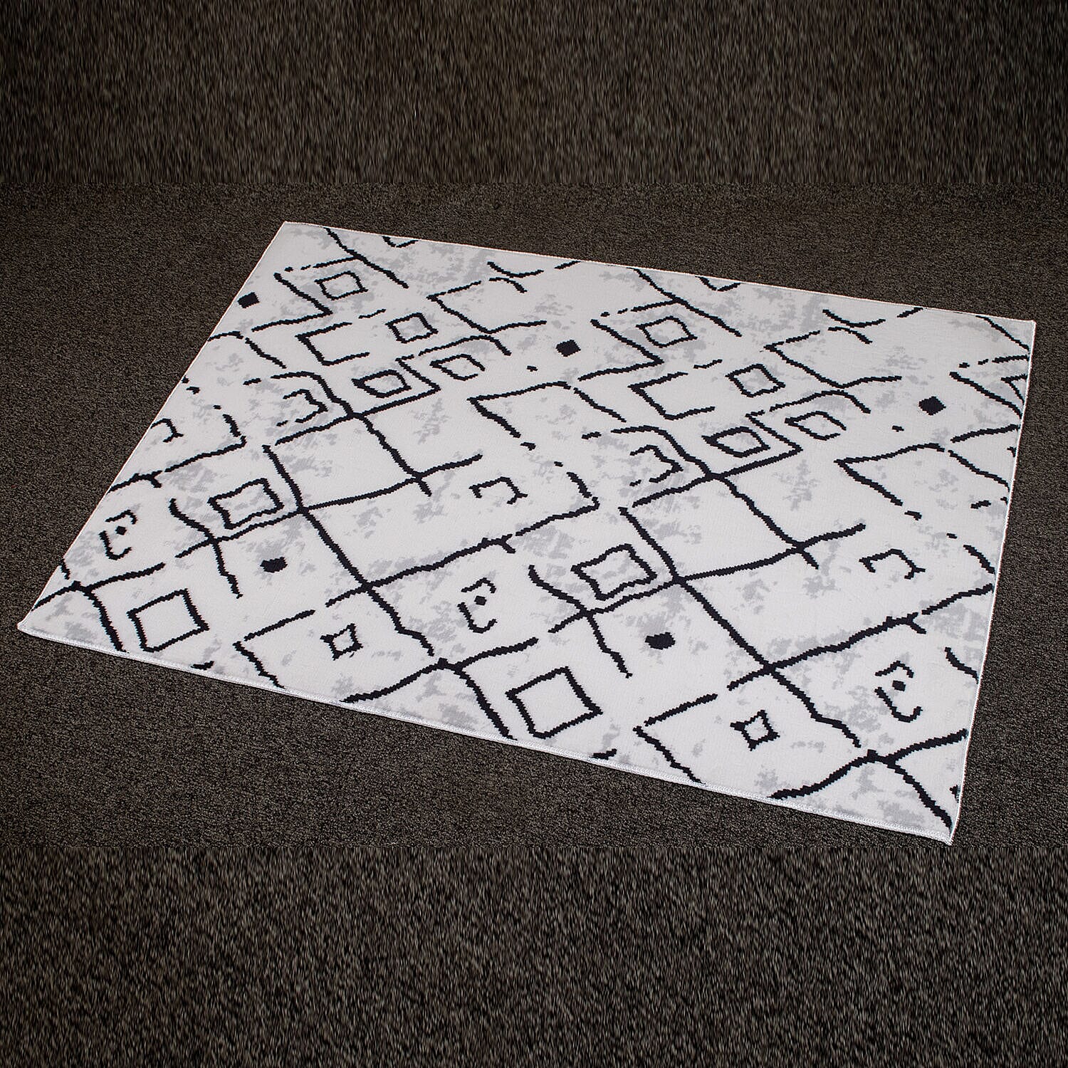 Anti-Slip Latex Rugs (Size 130x60 cm) - White and Black