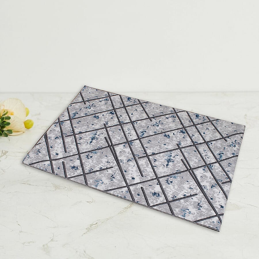 Anti-Slip Latex Rugs (Size 140x90 cm) - White with Stripes