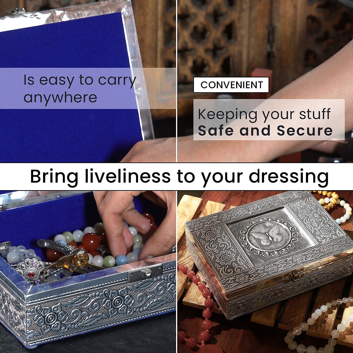 Handcrafted 3D Butterfly Embossed Storage Box (Size 21x16x6 cm)