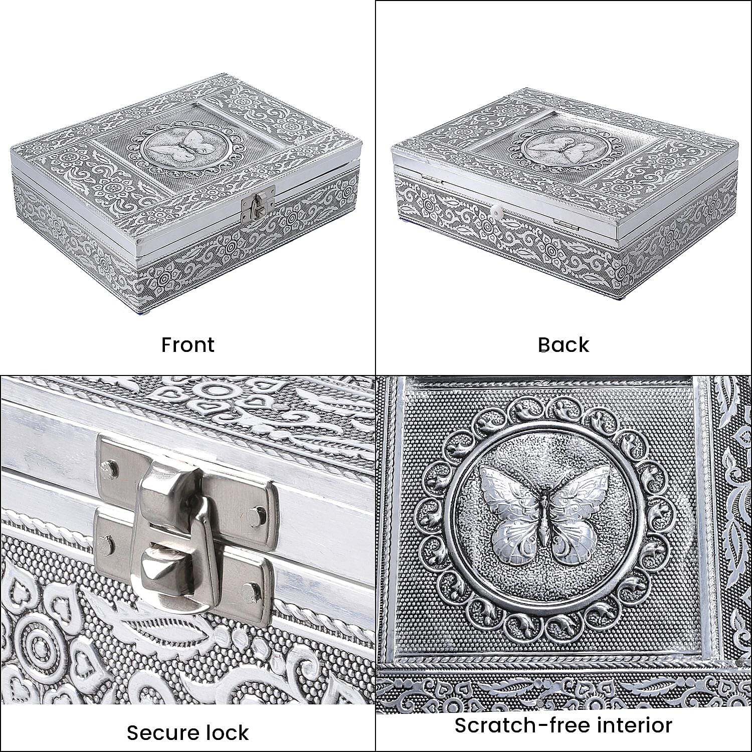 Handcrafted 3D Butterfly Embossed Storage Box (Size 21x16x6 cm)