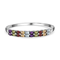 Amethyst and Natural Cambodian Zircon Full Bangle (Size - 7.5) in Stainless Steel 9.653 Ct.