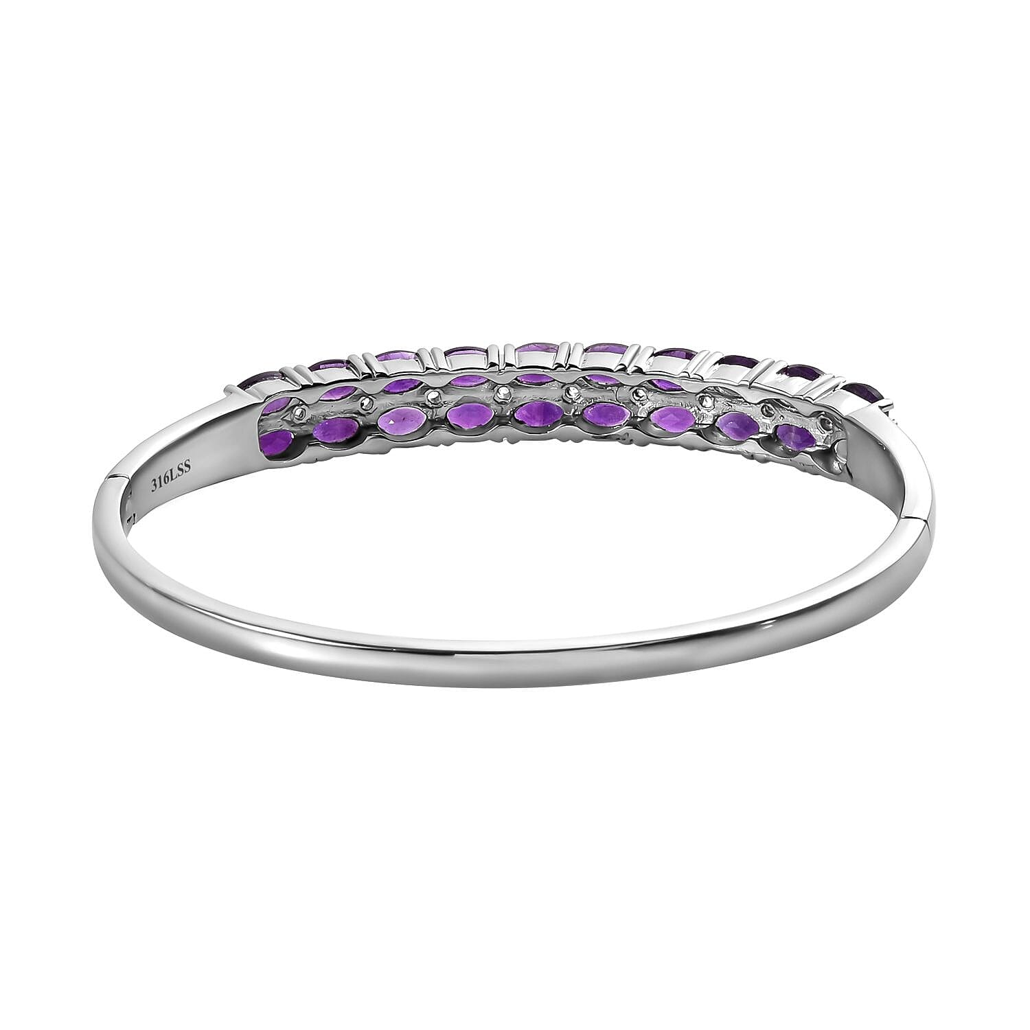 Bank Holiday Monday Bonanza-Amethyst and Natural Zircon Half-Eternity Bangle (Size - 7.5) 9.66 Ct.