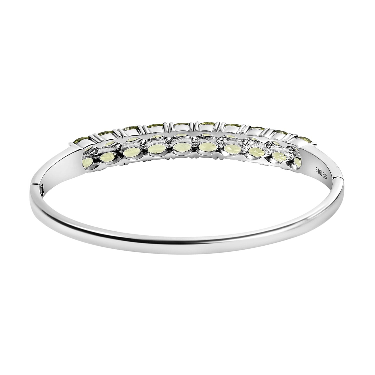 Natural Hebei Peridot and Natural Zircon Bangle (Size - 7.5) 10.75 Ct.