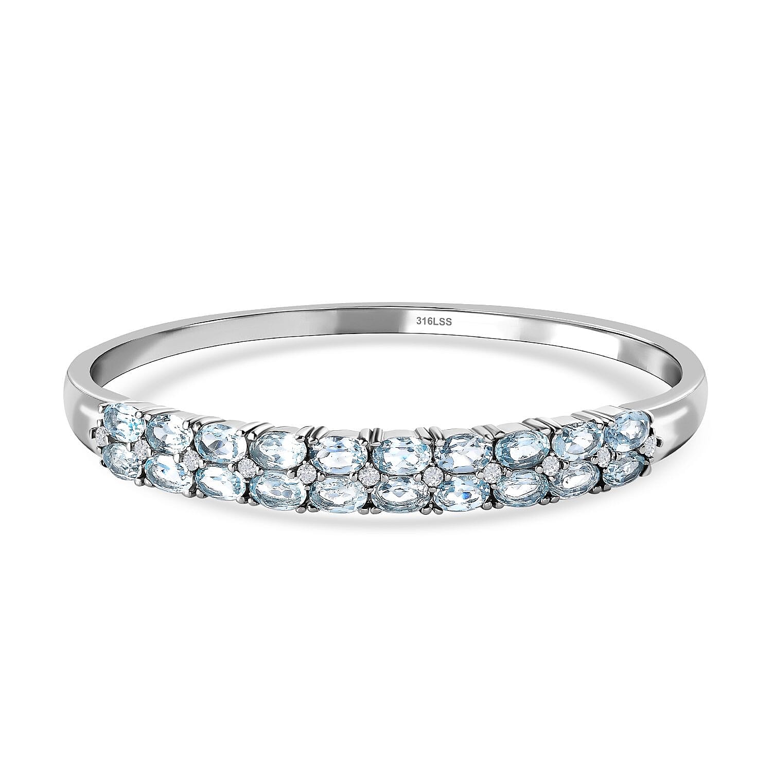 Skyblue Topaz & Natural Zircon Bangle (Size - 7.5) 10.97 Ct.