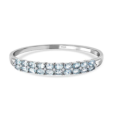 Skyblue Topaz & Natural Zircon Bangle (Size - 7.5) 10.97 Ct.