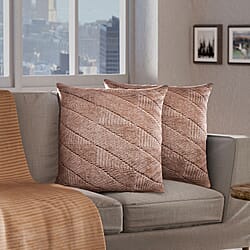 Set of 2 - Knitted Jacquard Textured Cotton Cuhsion Cover (Size 45) - Natural