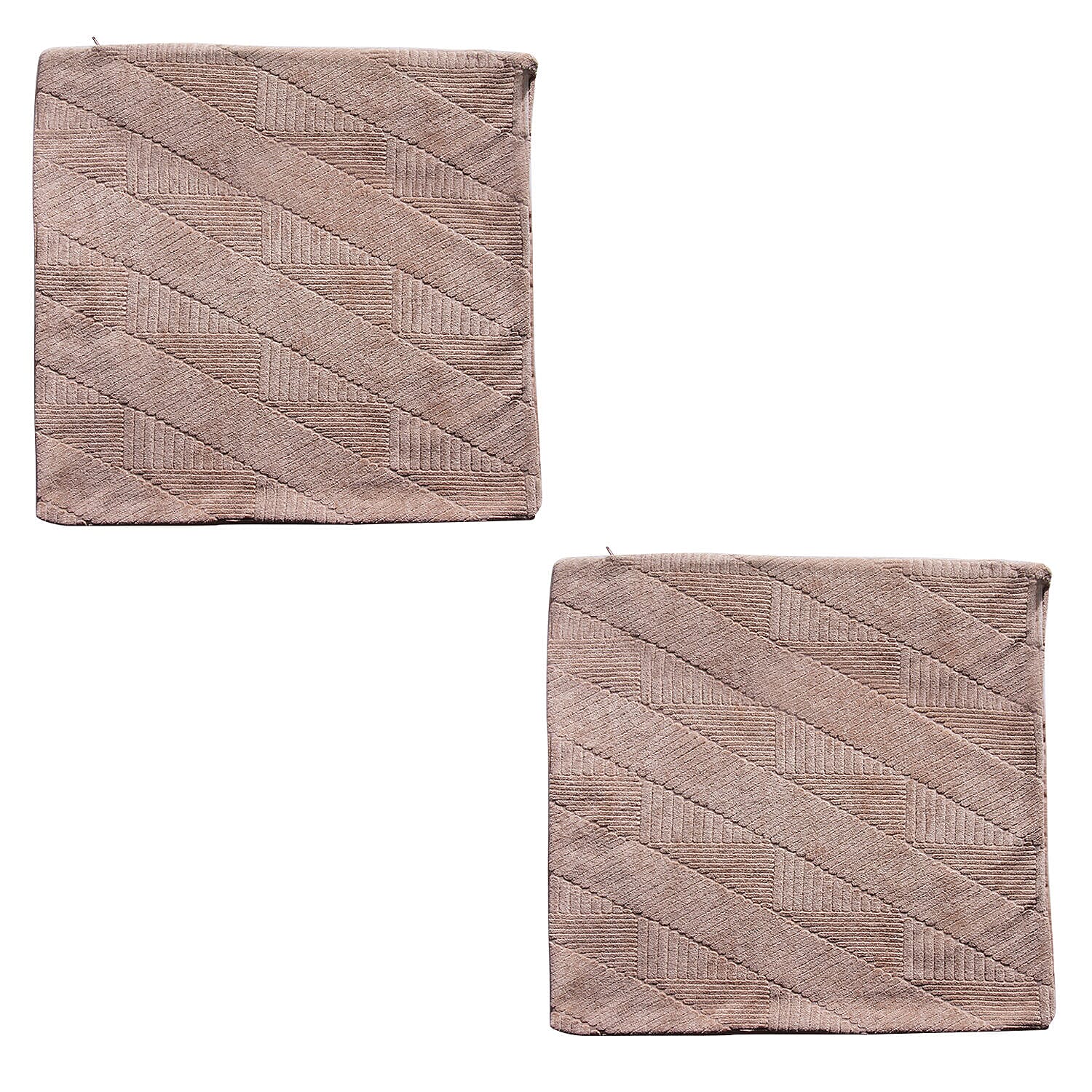 Set of 2 - 100% Cotton Knitted Jacquard Textured Cotton Cushion Cover (Size 45) - Natural