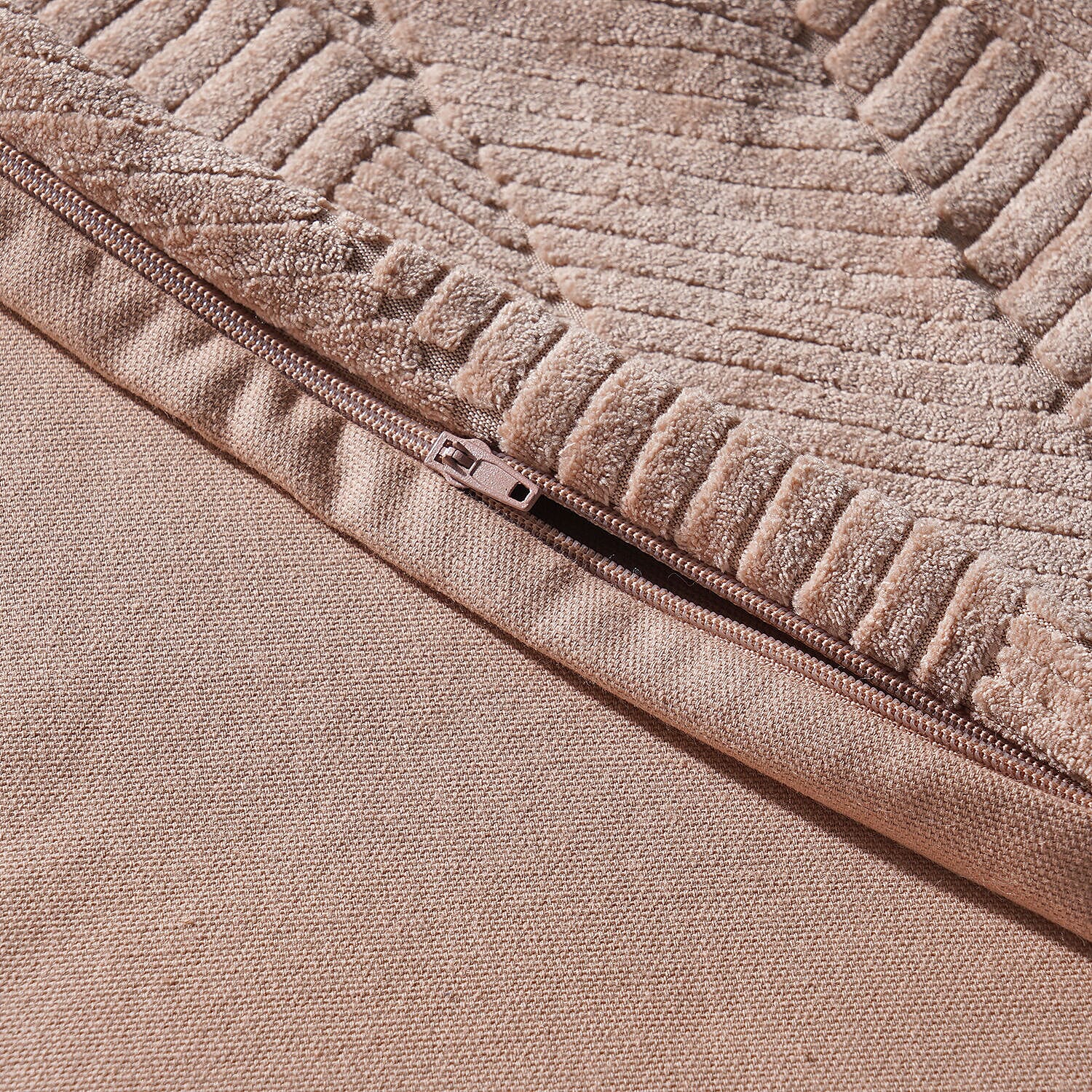 Set of 2 - 100% Cotton Knitted Jacquard Textured Cotton Cushion Cover (Size 45) - Natural