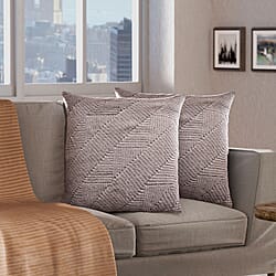 Set of 2 - Knitted Jacquard Textured Cotton Cuhsion Cover (Size 45) - Natural