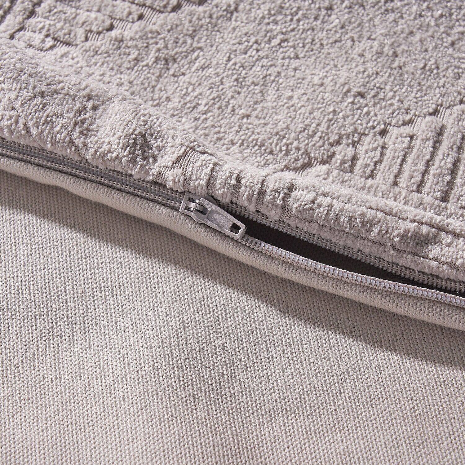 Set of 2 - 100% Cotton Knitted Jacquard Textured Cotton Cushion Cover (Size 45) - Silver