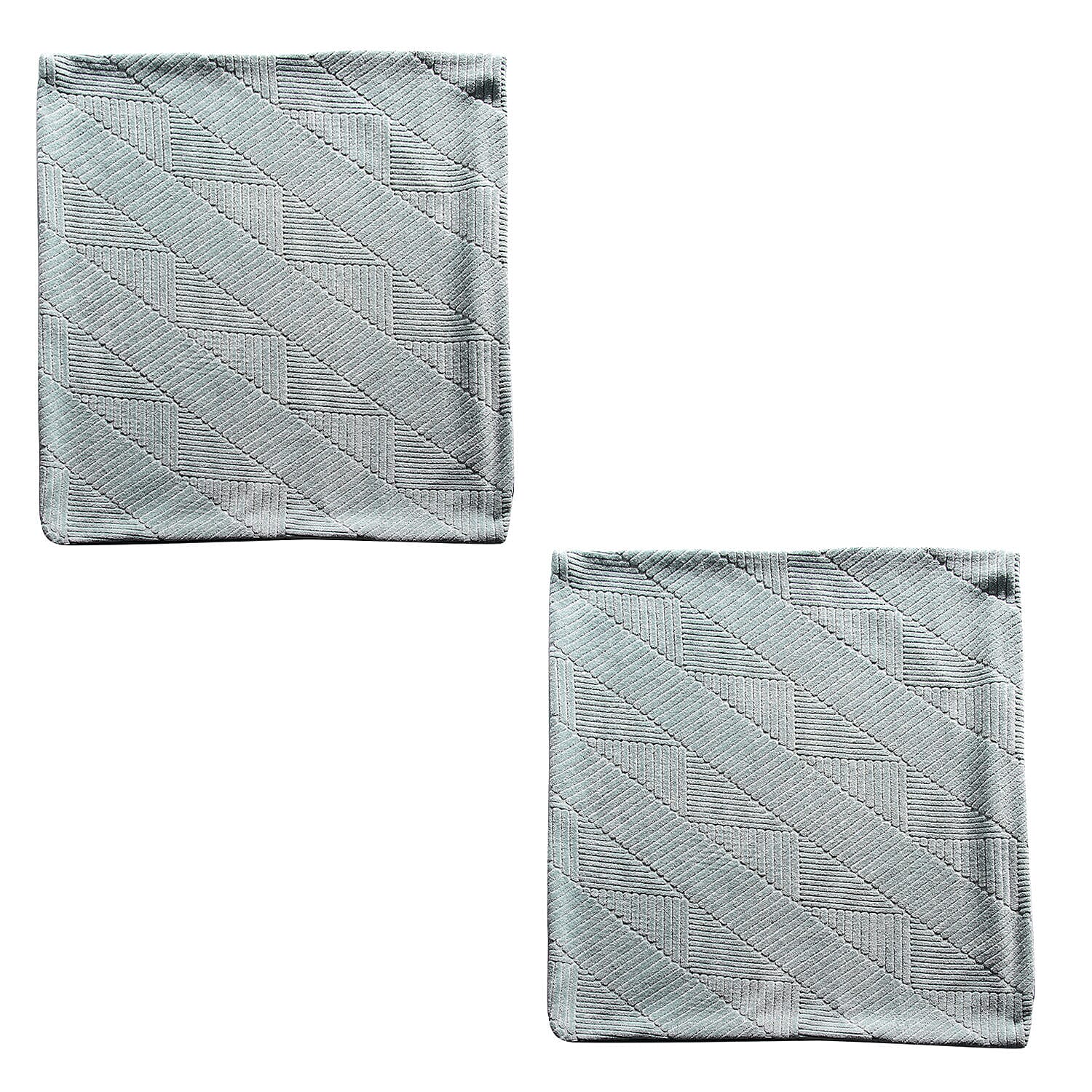 Set of 2 - 100% Cotton Knitted Jacquard Textured Cotton Cushion Cover (Size 45) - Mint