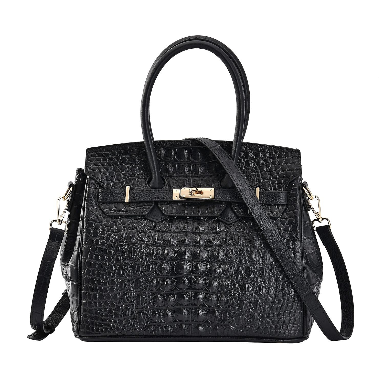 Genuine Leather Patterned Crossbody Bag (Size 30x16x25 cm) - Blue & Blue