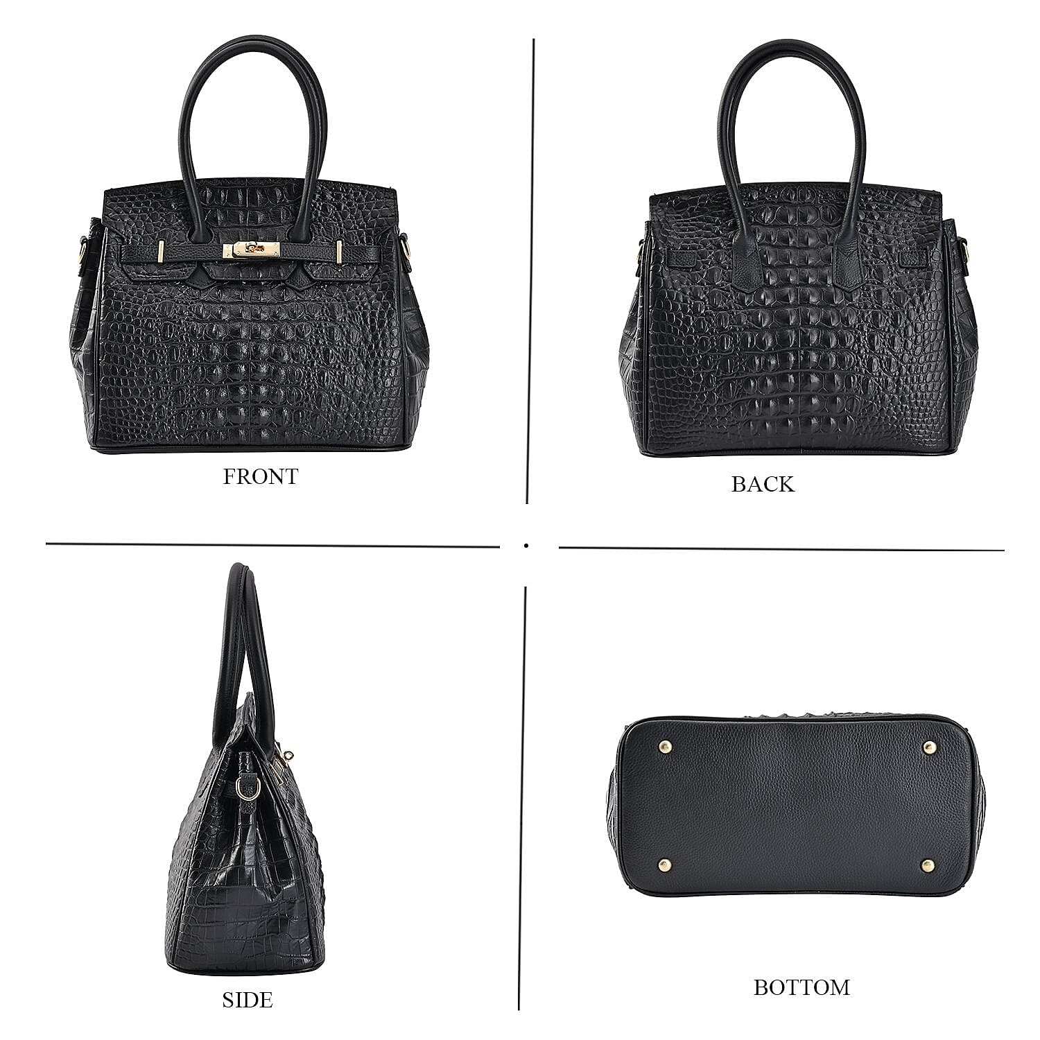 Genuine Leather Patterned Crossbody Bag (Size 30x16x25 cm) - Blue & Blue