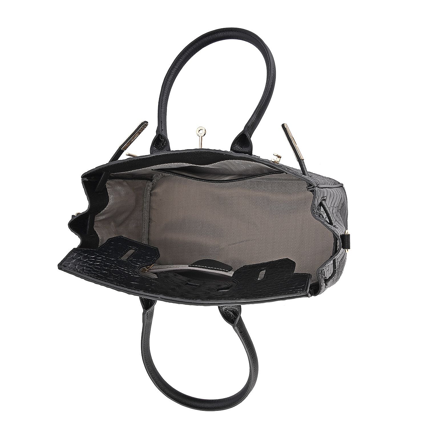 Genuine Leather Patterned Crossbody Bag (Size 30x16x25 cm) - Blue & Blue