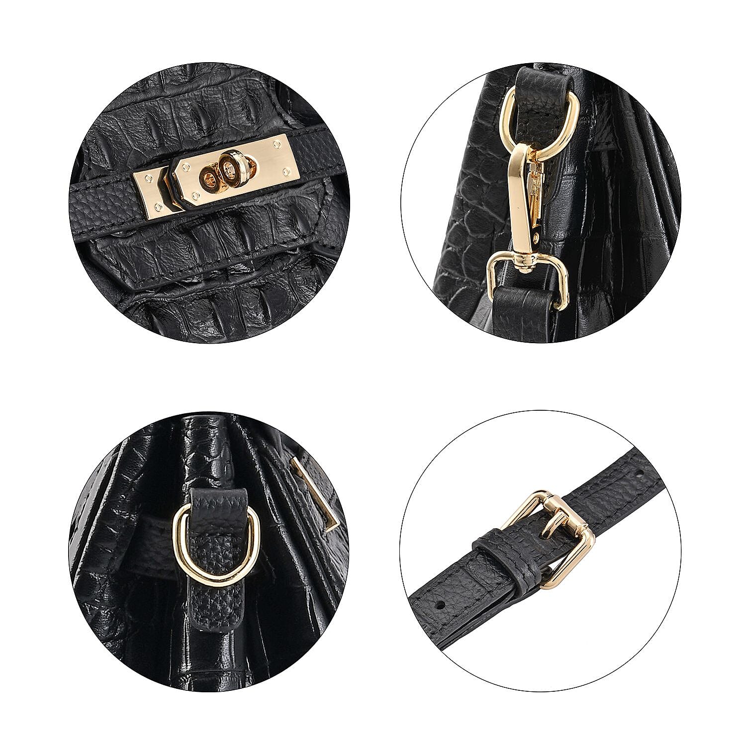 Genuine Leather Patterned Crossbody Bag (Size 30x16x25 cm) - Blue & Blue