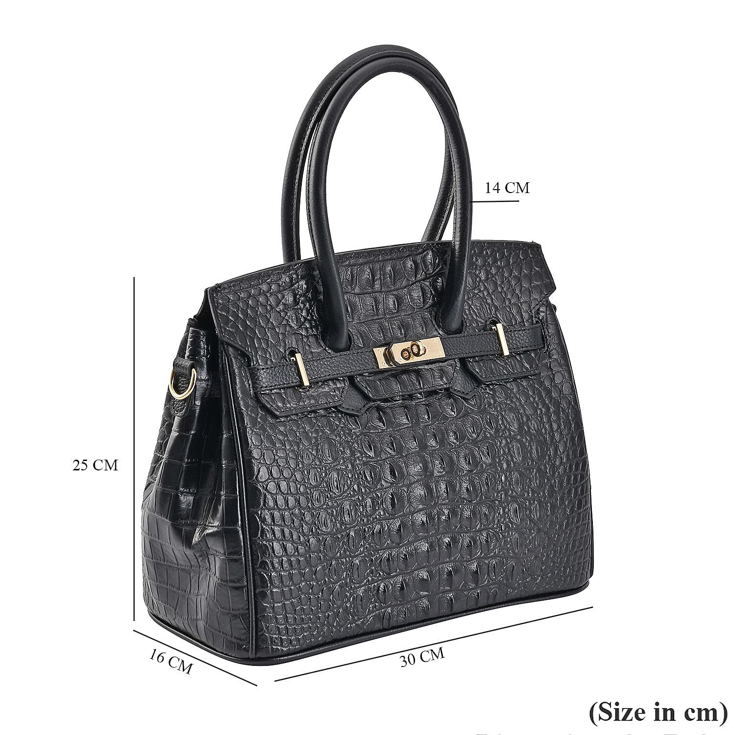 Genuine Leather Patterned Crossbody Bag (Size 30x16x25 cm) - Blue & Blue