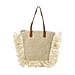 Paper Straw Tote Bag with Tassel - Black