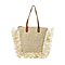 Paper Straw Tote Bag with Tassel - Black