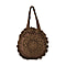 Paper Straw Handknotted Round Tote Bag - Coffee