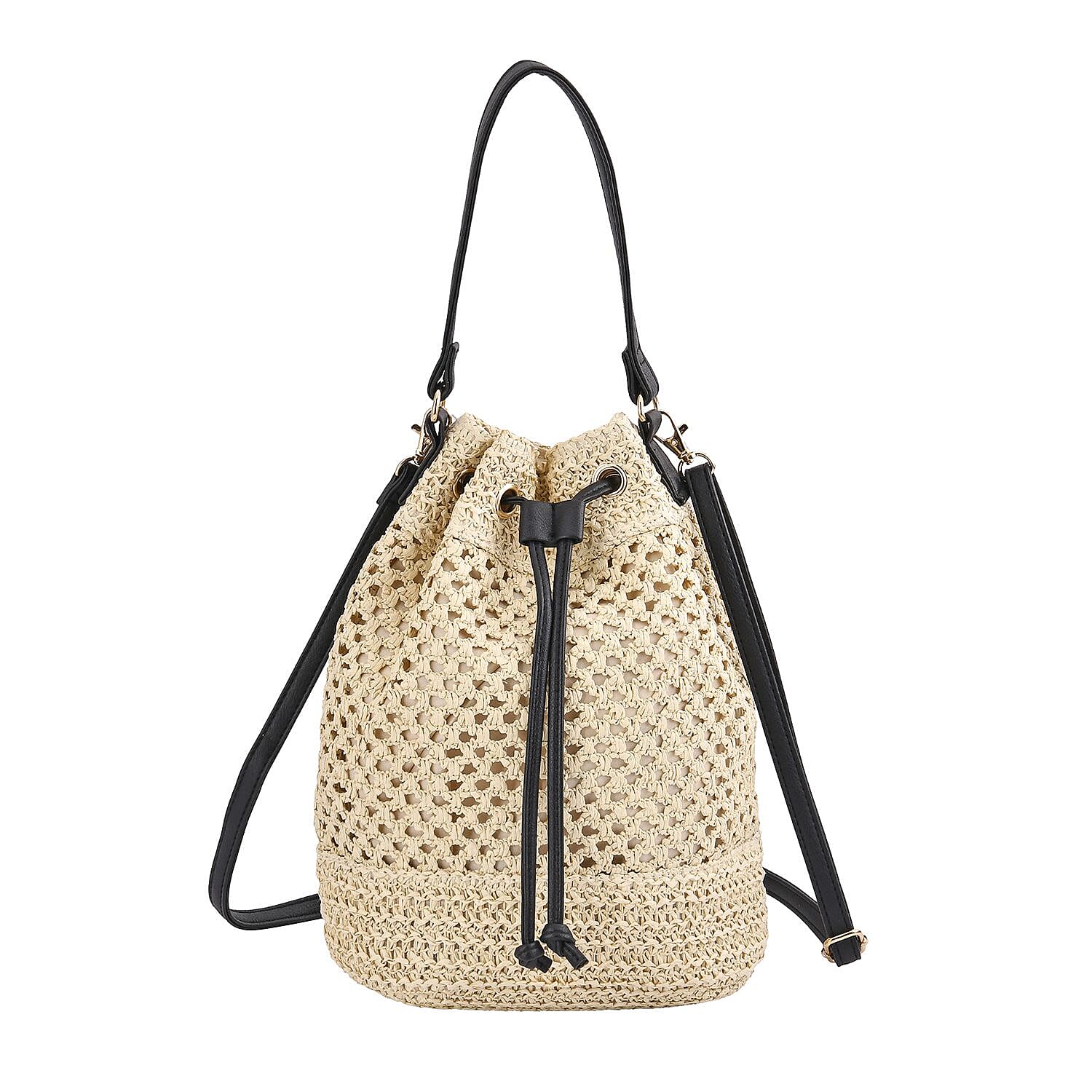 Handwoven Bucket Bag - Beige