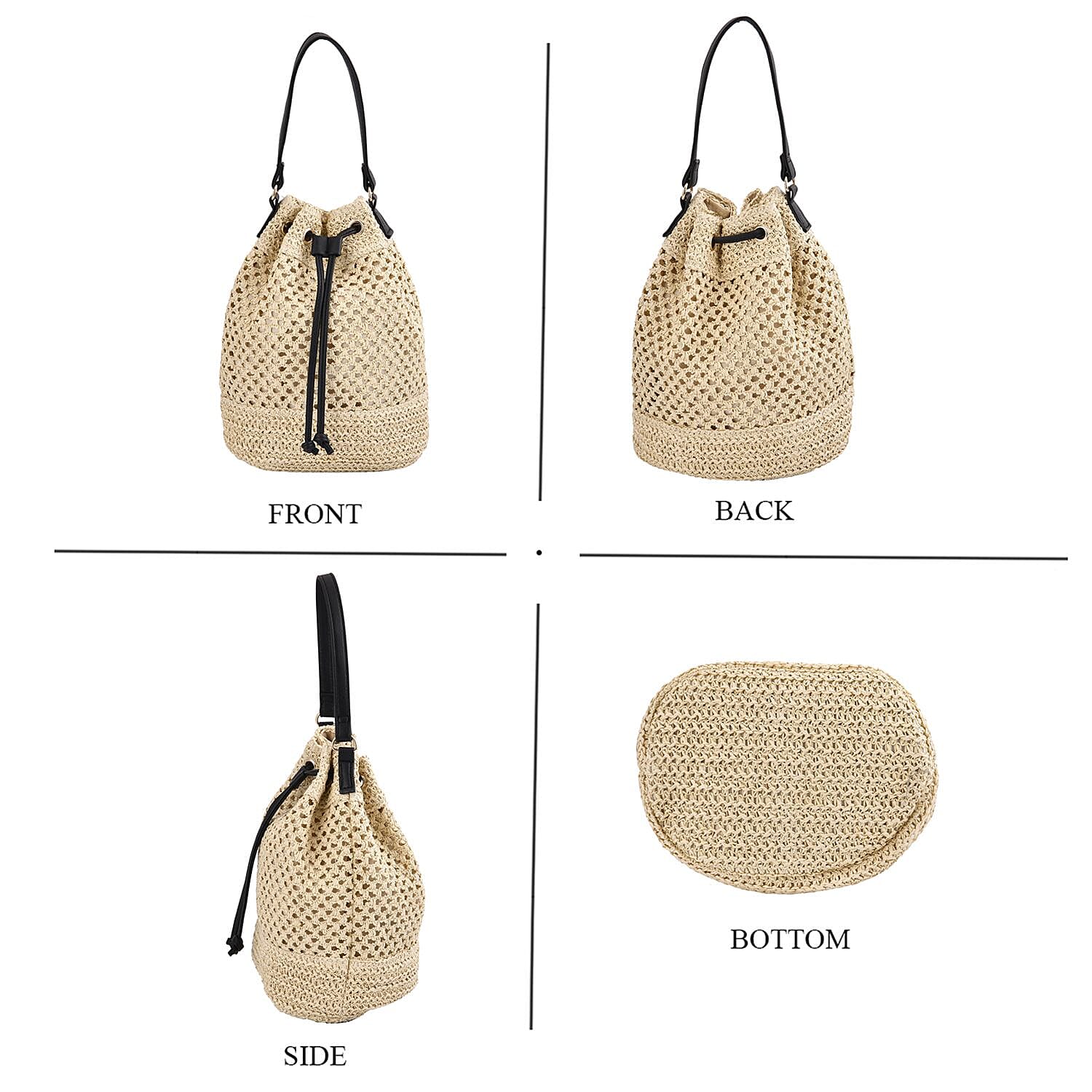 Handwoven Bucket Bag - Beige