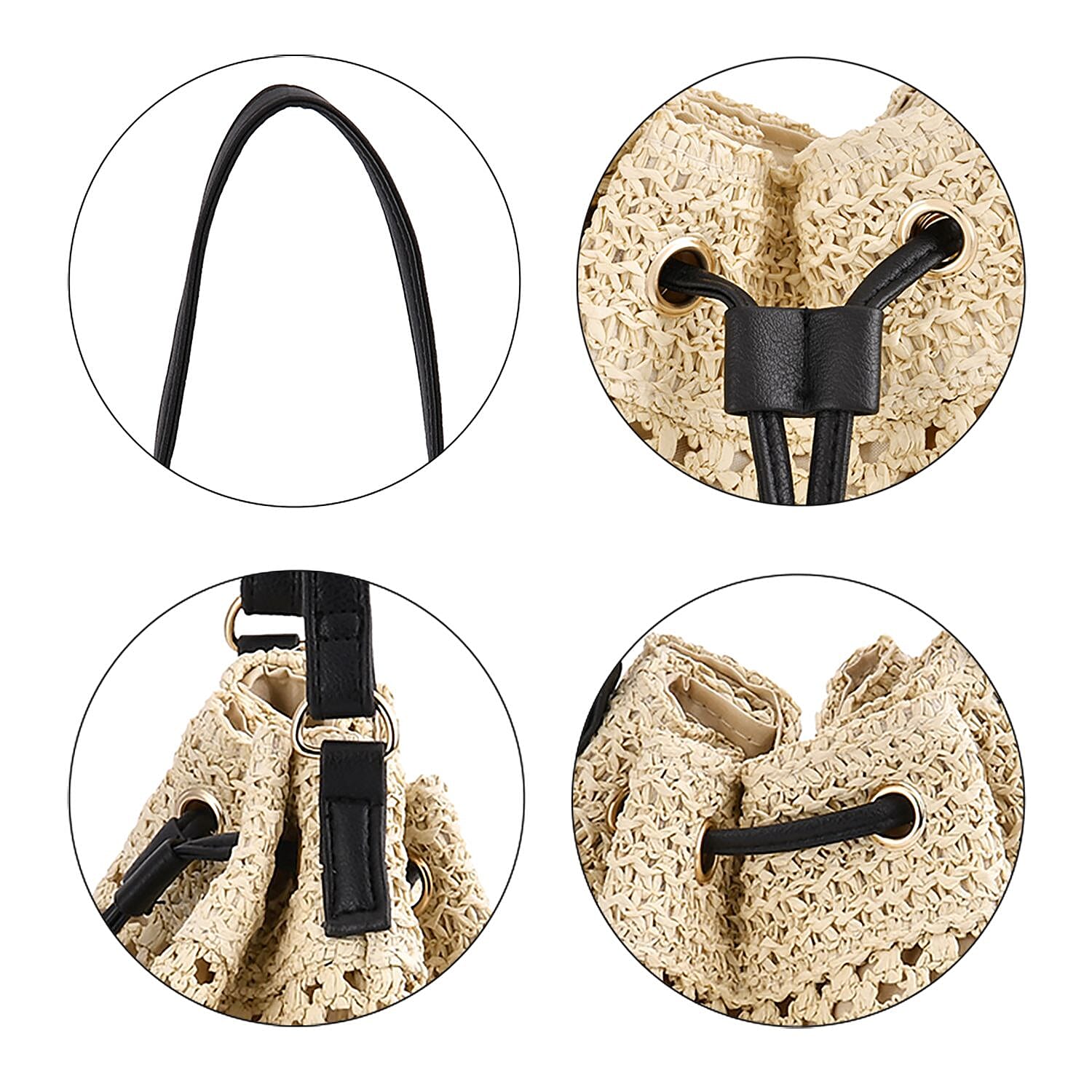 Handwoven Bucket Bag - Beige