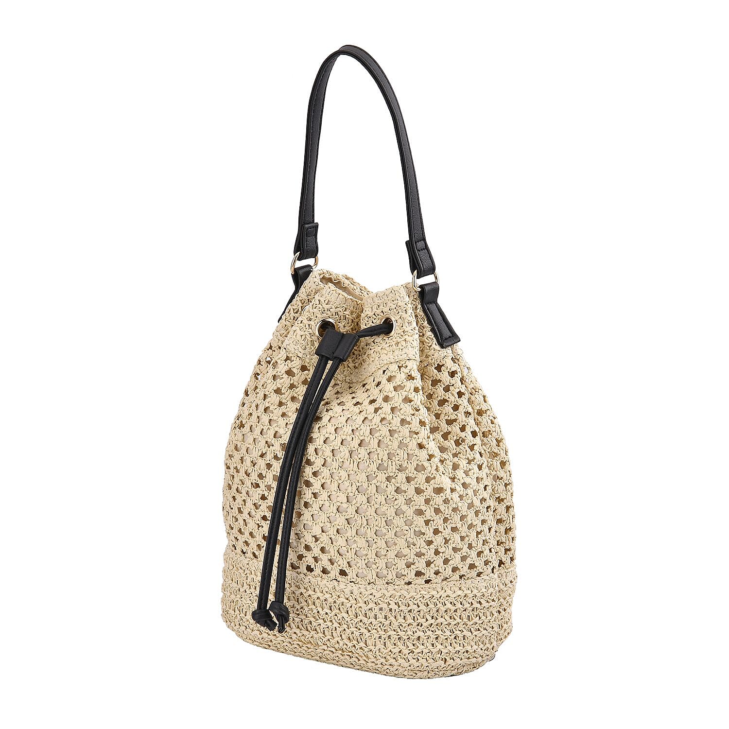 Handwoven Bucket Bag - Beige
