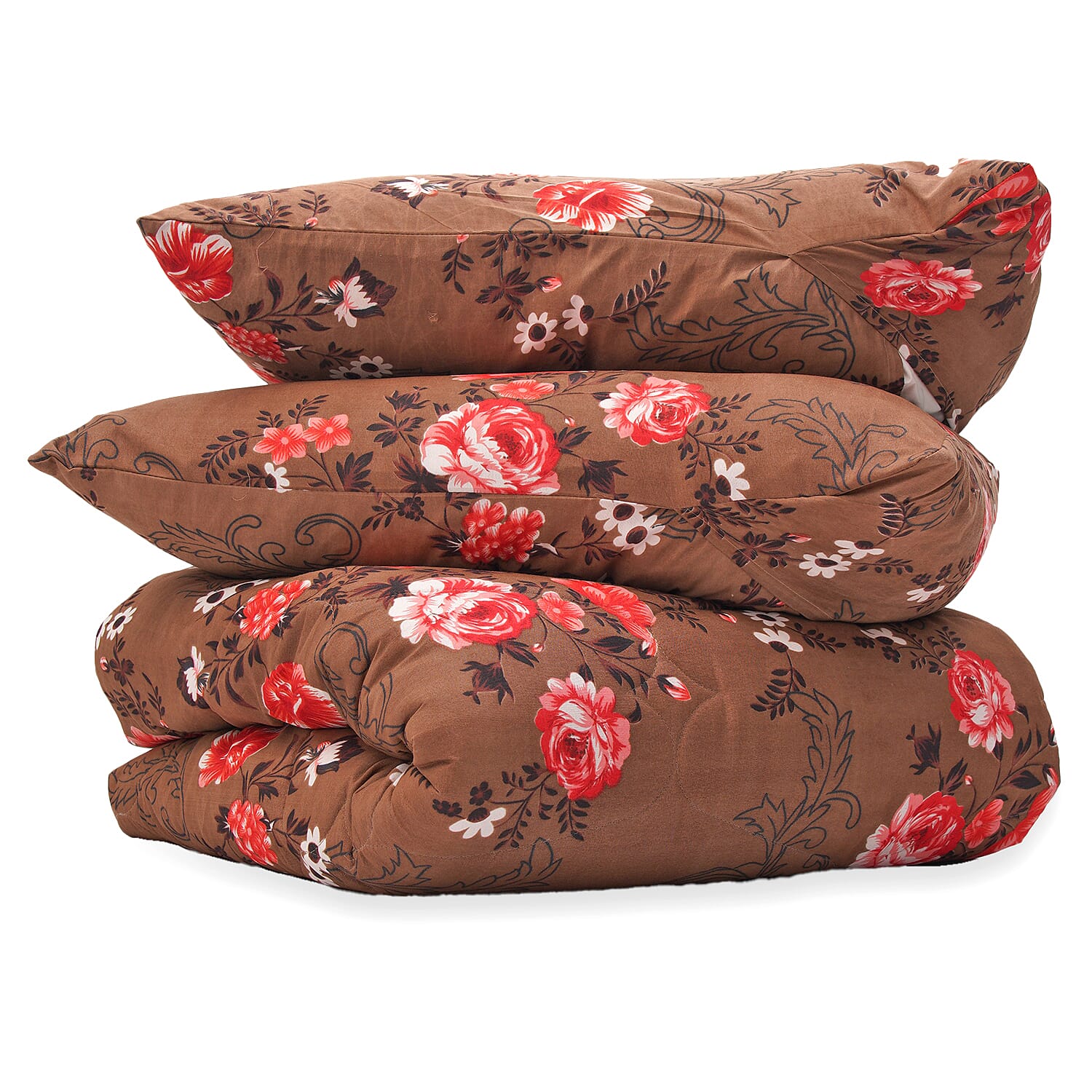 3 Piece Set - Micro Fiber Quilted Printed Reversible Comforter and Pillow Cover (Size 200x200) - Sky Blue