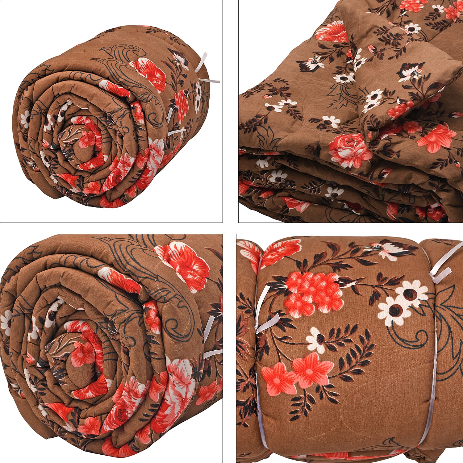 3 Piece Set - Micro Fiber Quilted Printed Reversible Comforter and Pillow Cover (Size 200x200) - Sky Blue