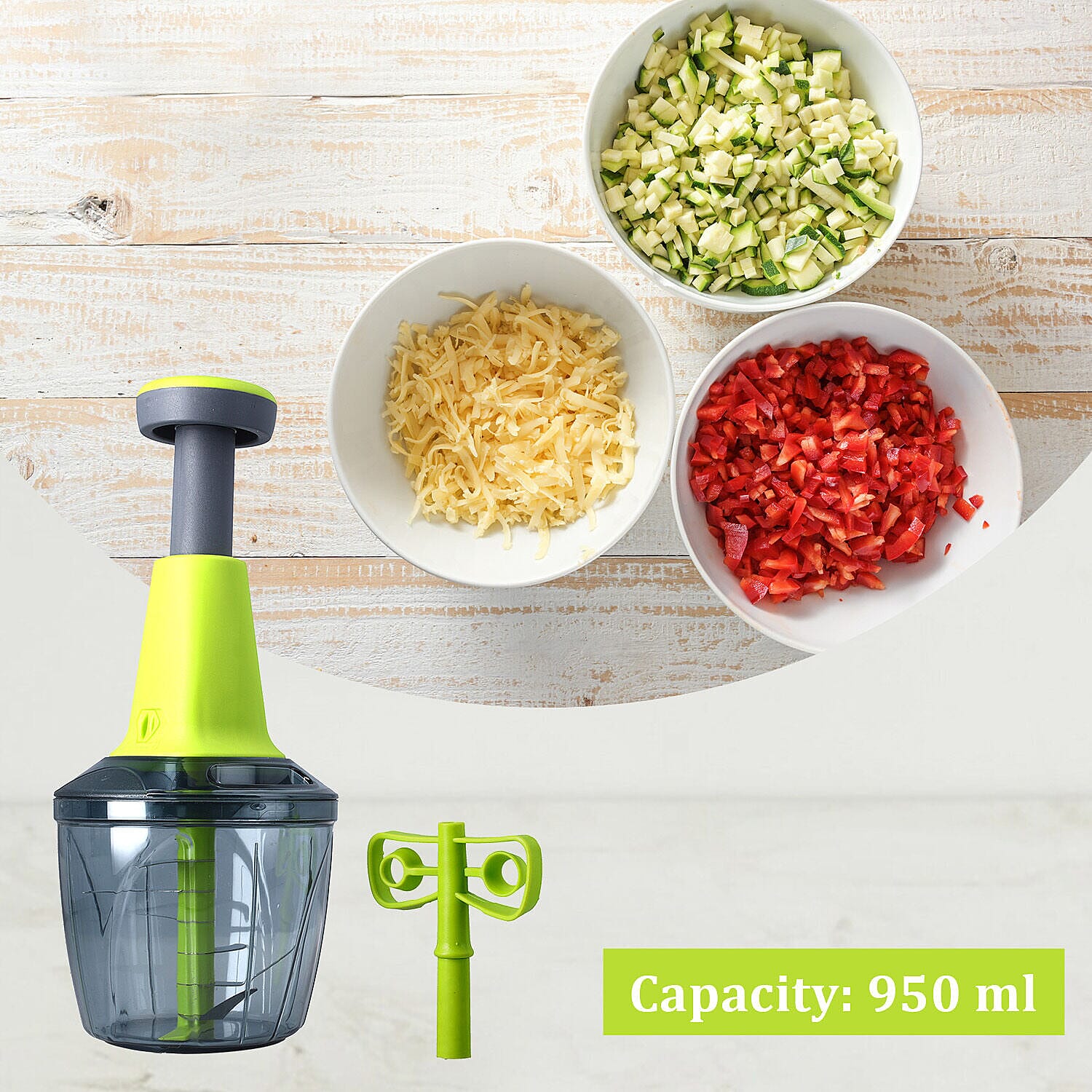 2 in 1 Push Chopper and Blender (Cap. 950ml) - Green