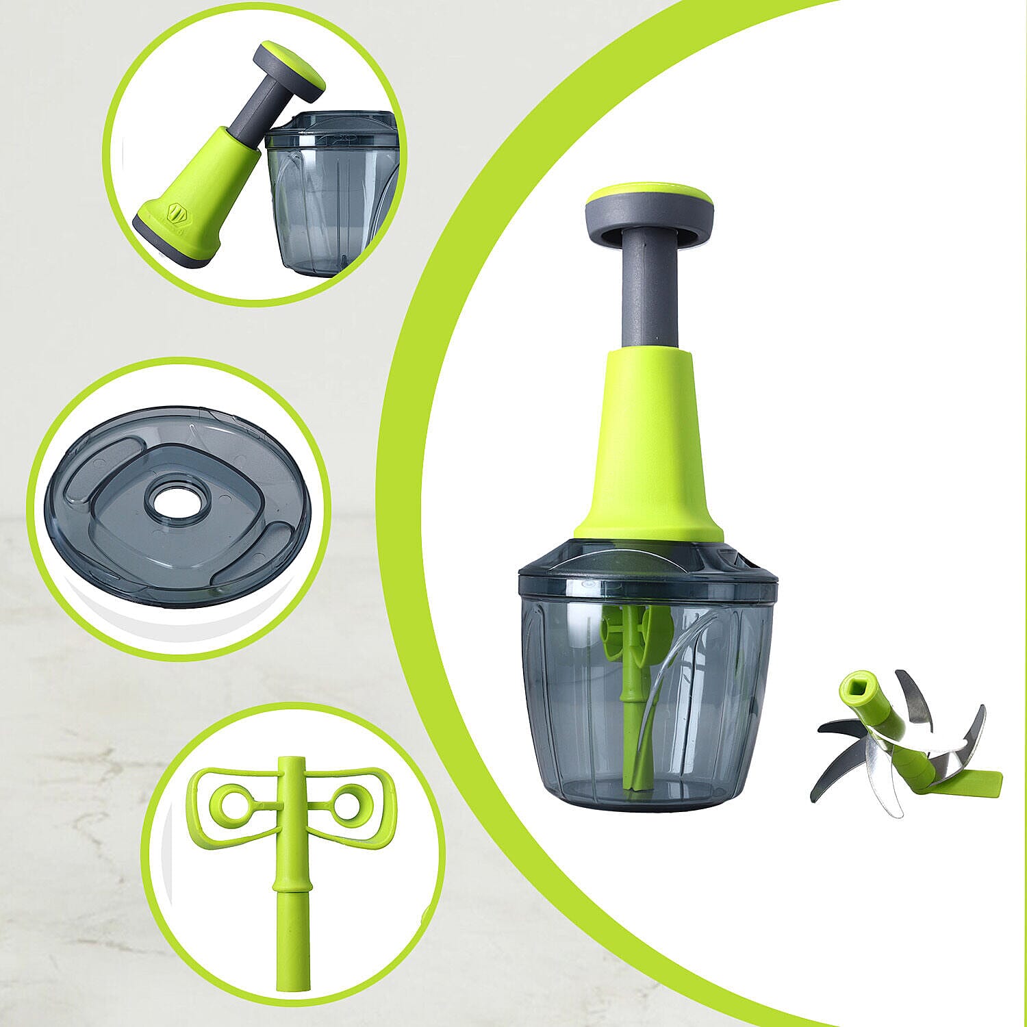 Push Chopper and blender (Size 19x13x13 cm) - Green