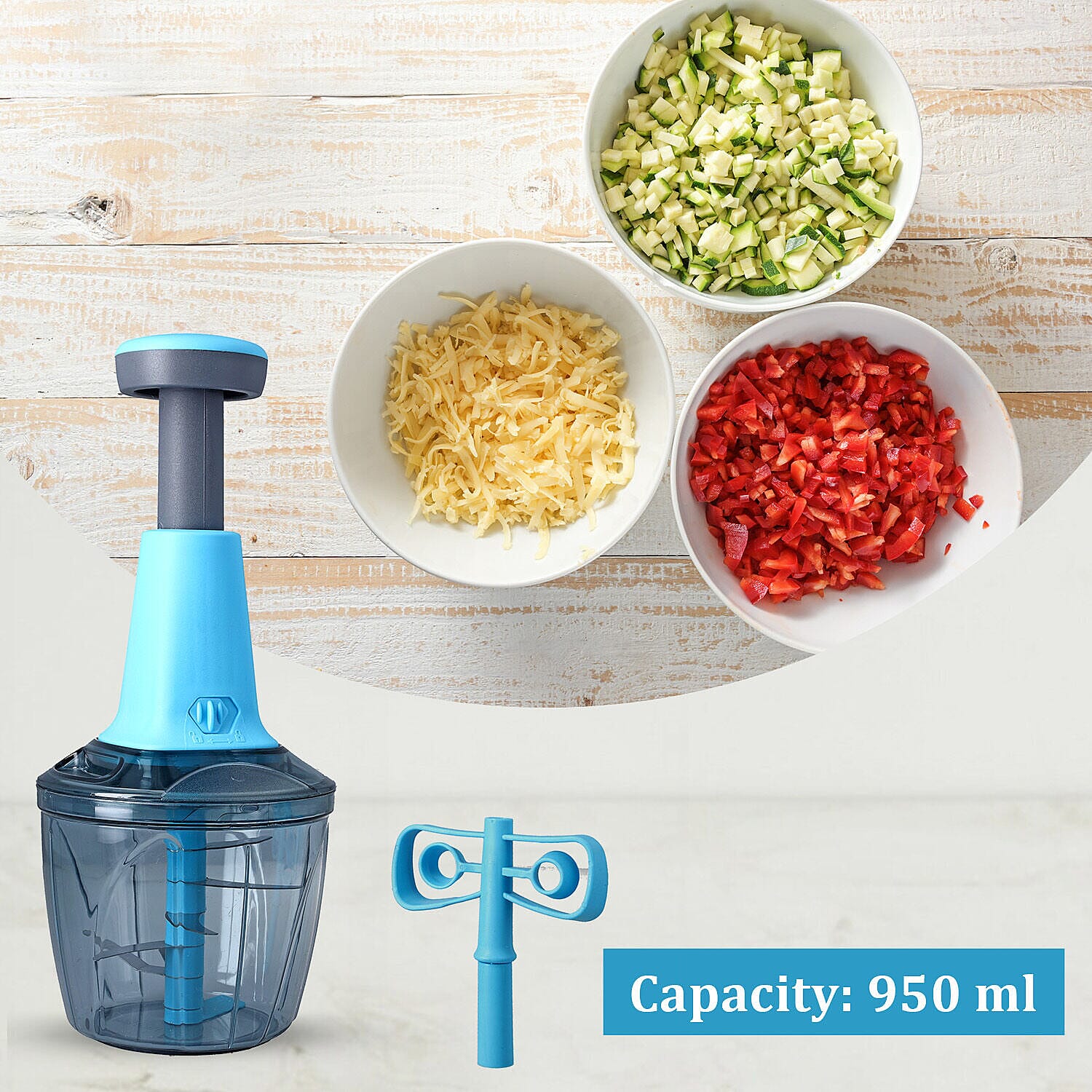 Push Chopper and blender (Size 19x13x13 cm) - Blue