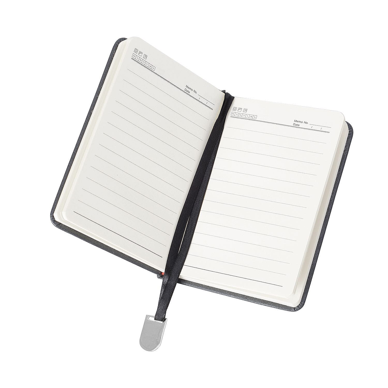 4 Piece Set - A4 and A6 Notebook with 2 Crsytal Filled Pens - Black