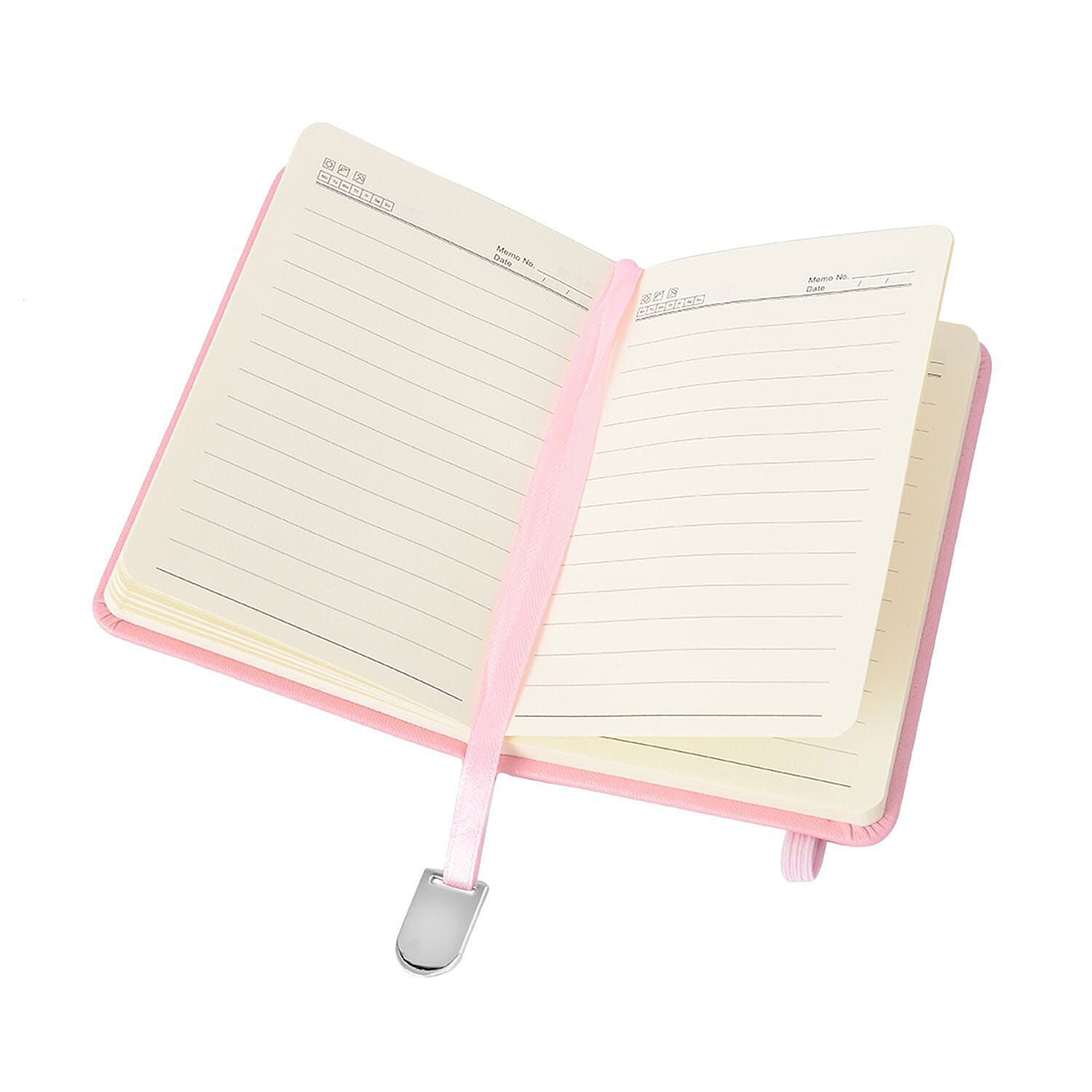 4 Piece Set - A4 and A6 Notebook with 2 Crsytal Filled Pens - Pink