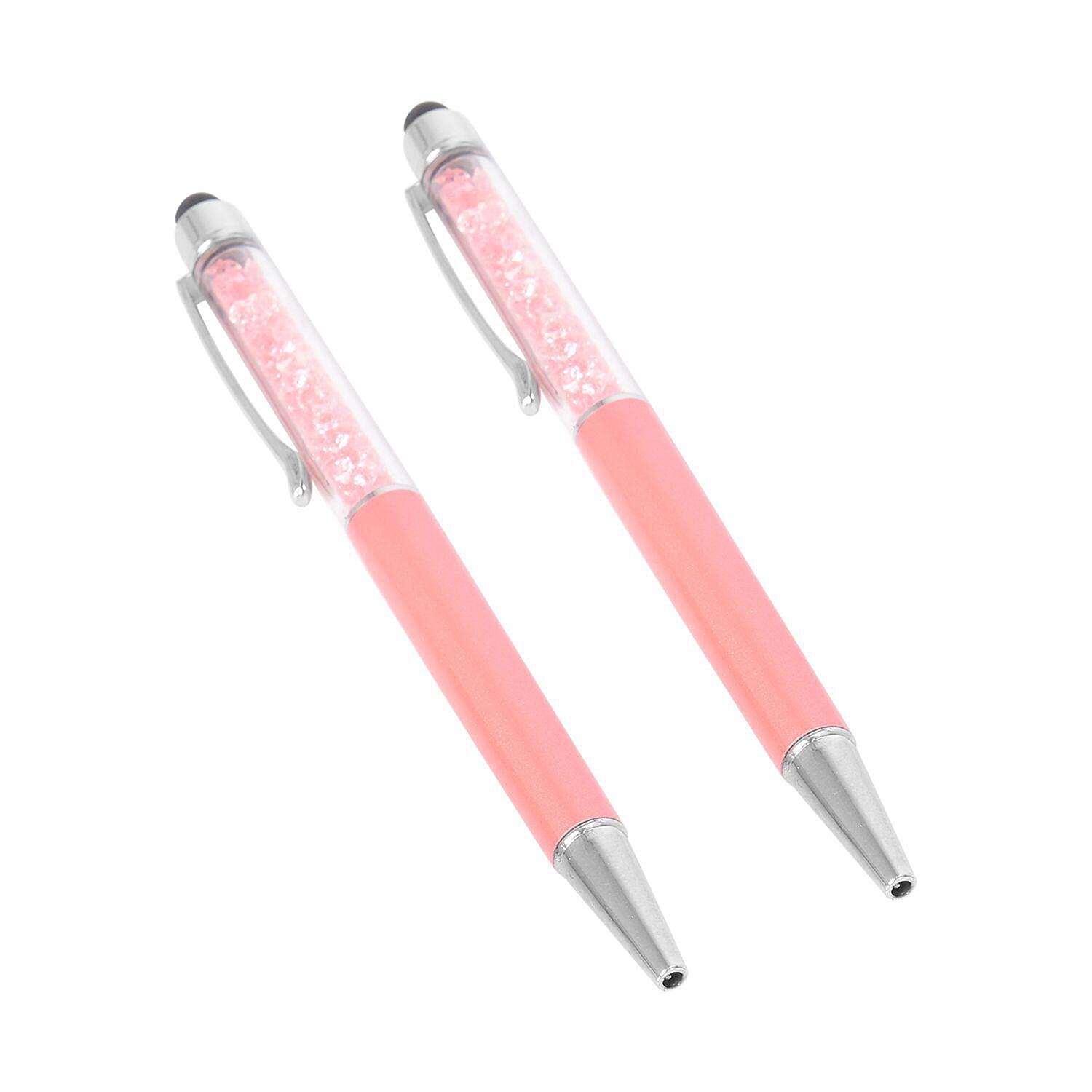 4 Piece Set - A4 and A6 Notebook with 2 Crsytal Filled Pens - Pink