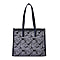 Designer Closeout- Fully Lined Jacquard Canvas Tote Bag with Zipper Closure and Handles - Navy